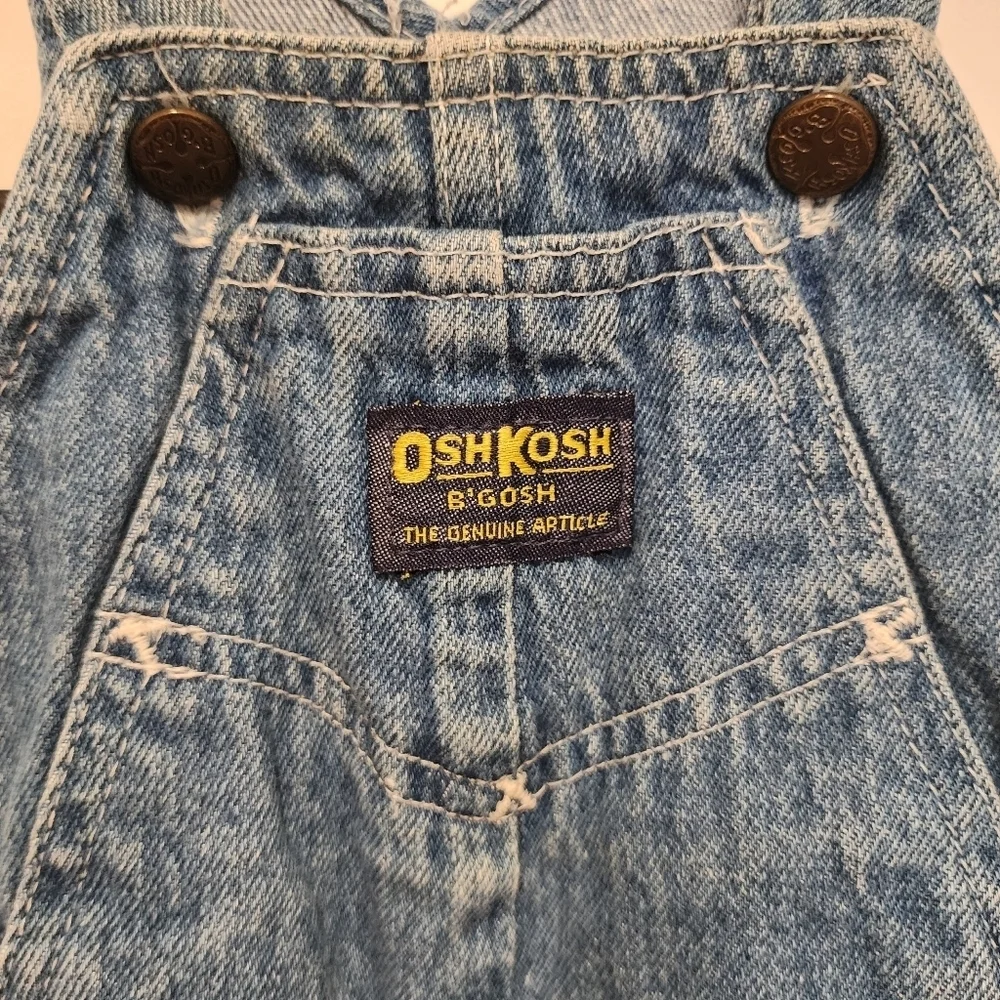 Vintage Genuine OshKosh Vestbak Bubble Overalls Blue Denim Size 6/9M USA Made